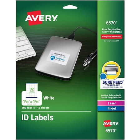 Avery Label, Id, 1.25X1.7, 480, Wht 480PK AVE6570
